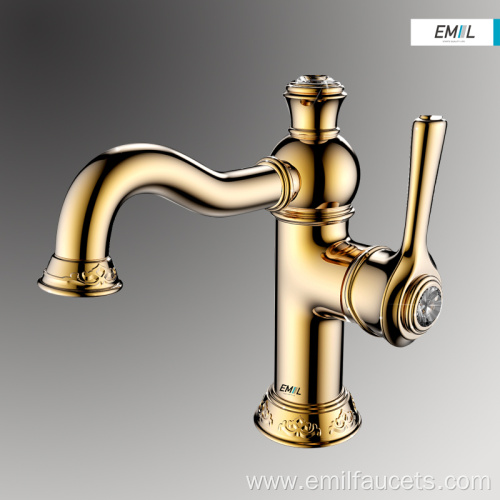 Gold single handle bath brass sink faucet tapware